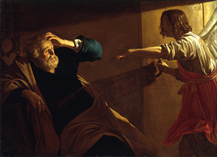 De bevrijding van Sint-Pieter uit de gevangenis door de engel - Gerrit van Honthorst