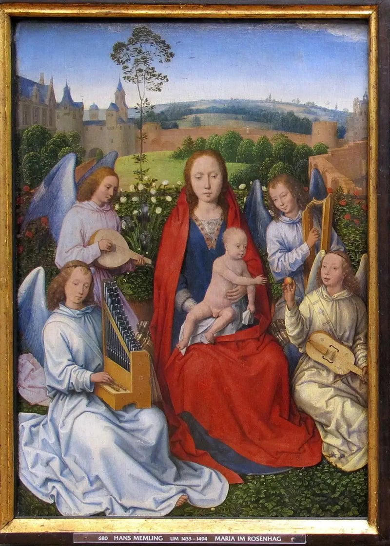De Madonna bij de rozentuin - Hans Memling
