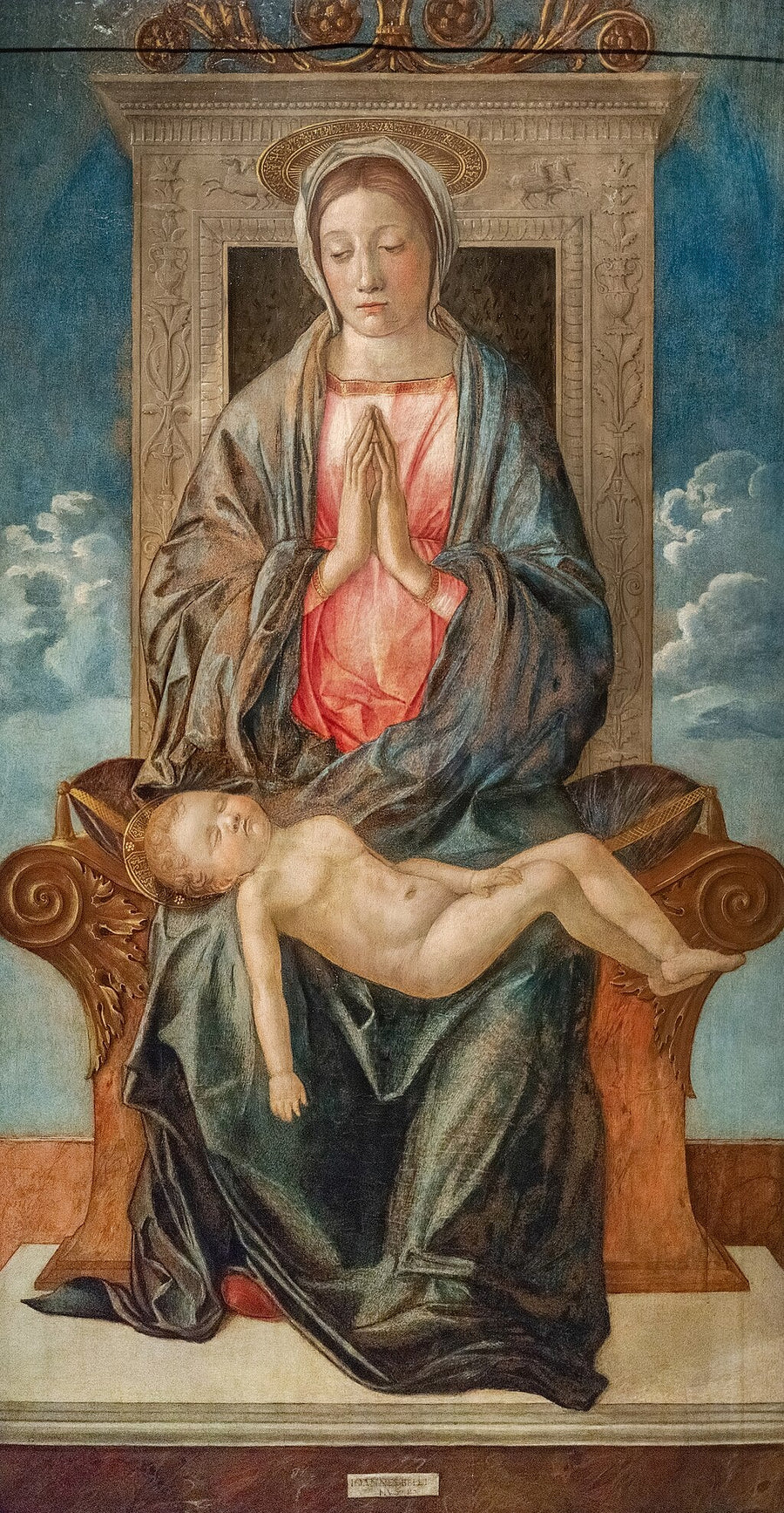 De Madonna die de slapende Kind Jezus aanbidt - Giovanni Bellini