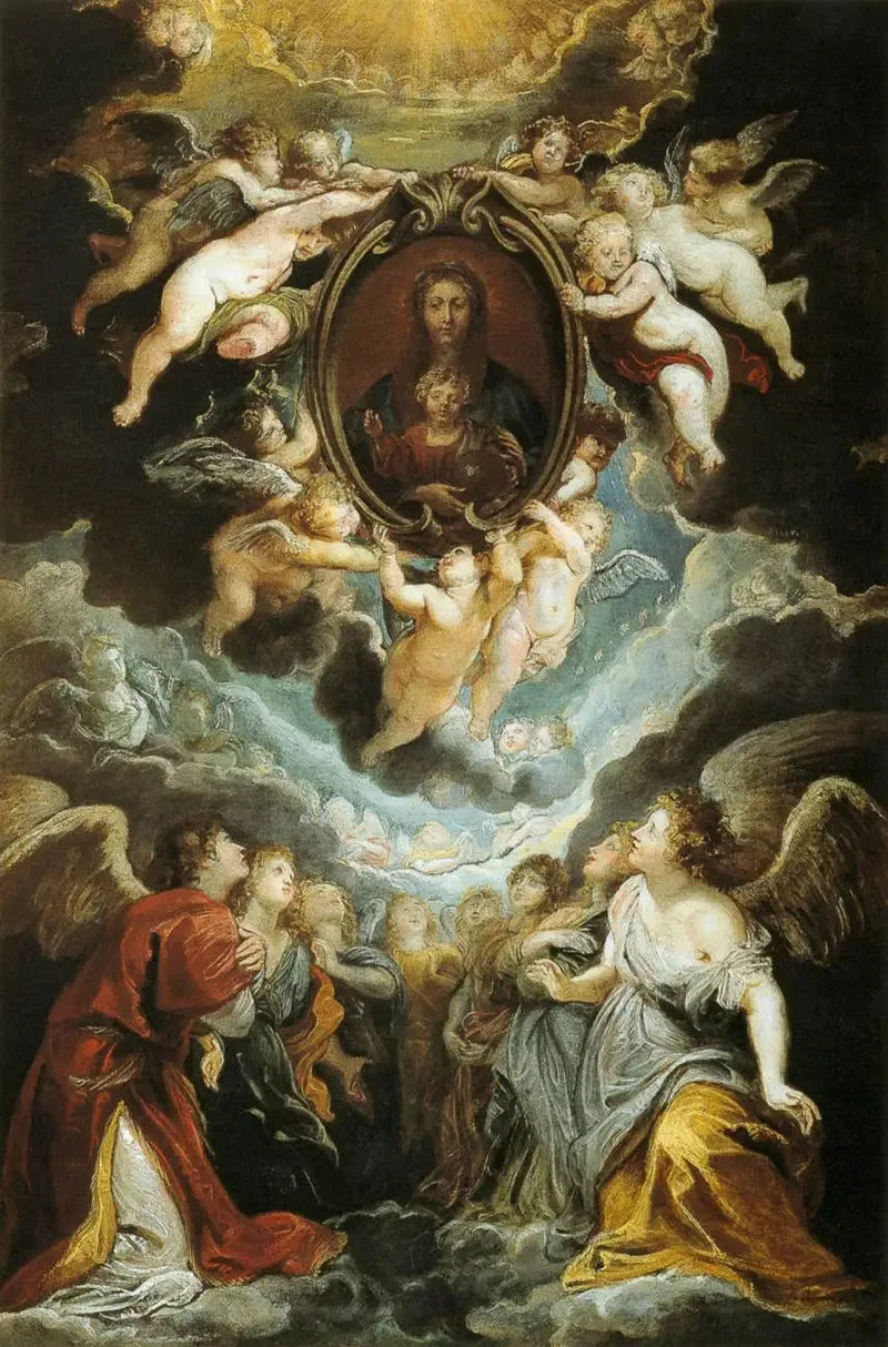 De Madonna van Vallicella, vereerd door serafijnen en cherubijnen - Peter Paul Rubens
