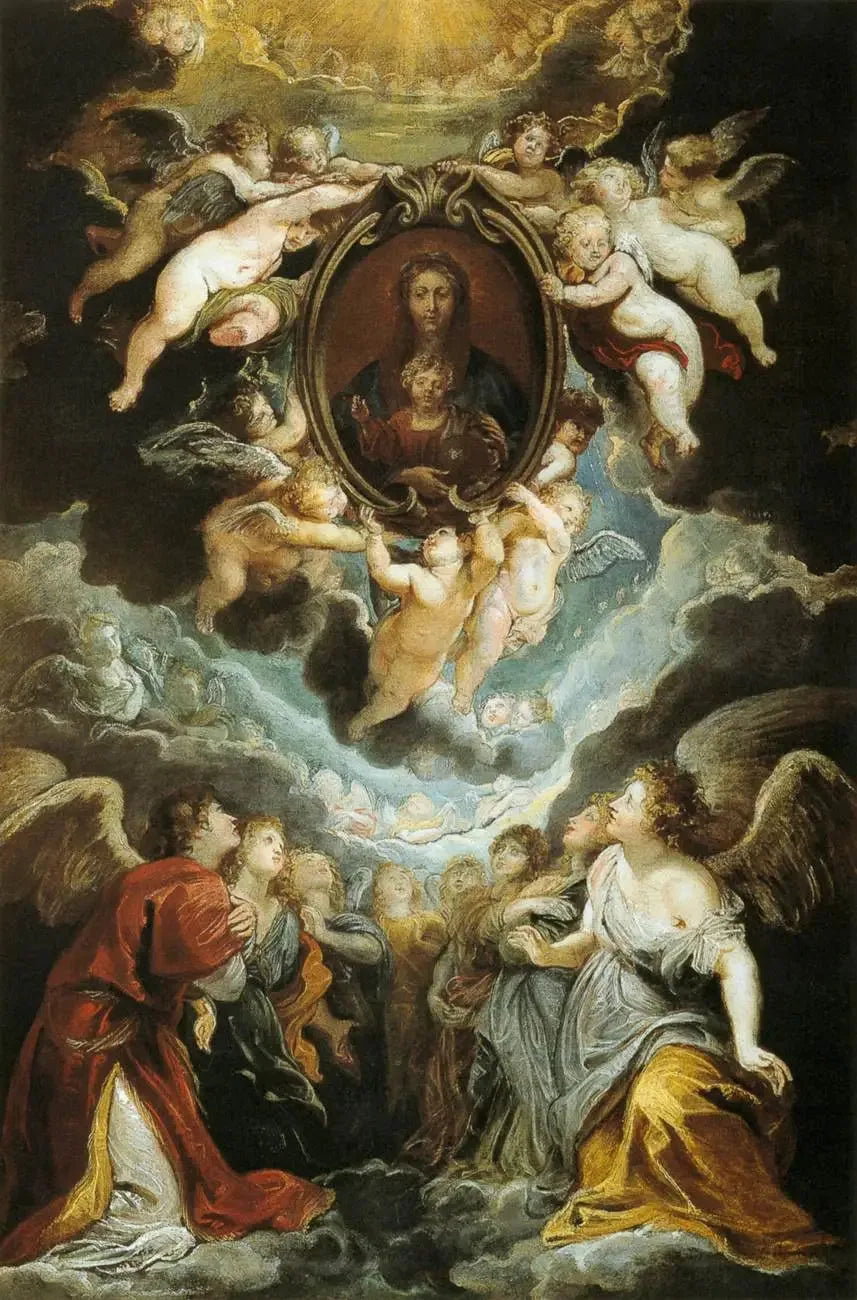 De Madonna van Vallicella, vereerd door serafijnen en cherubijnen - Peter Paul Rubens