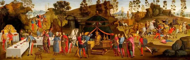 De grootmoedigheid van Alexander de Grote (scène uit het verhaal van Alexander de Grote) - Domenico Ghirlandaio
