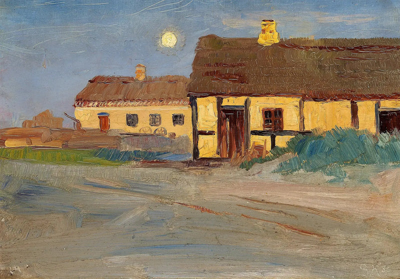Het huis van Christoffer in Skagen. Maanlicht. Zomeravond - Peder Severin Krøyer