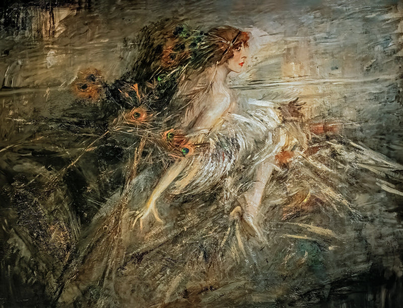 De markiezin Luisa Casati met pauwenveren - Giovanni Boldini