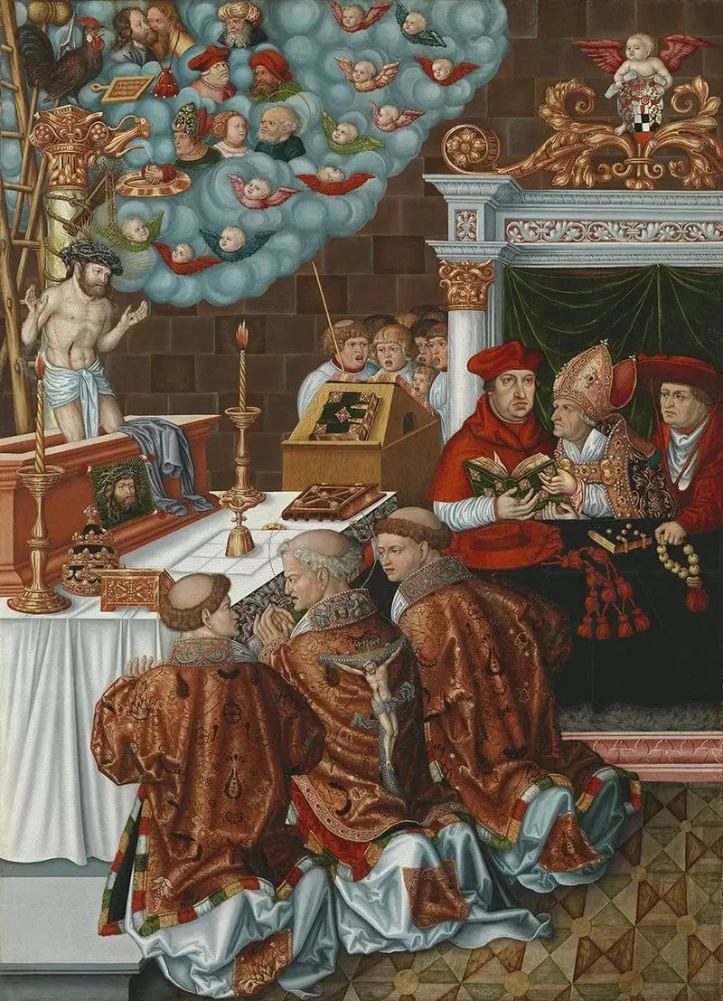 De mis van Sint Gregorius met kardinaal Albrecht van Brandenburg - Lucas Cranach de Oudere