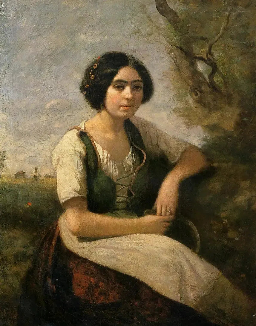 De maaimachine met sikkel - Jean-Baptiste Camille Corot