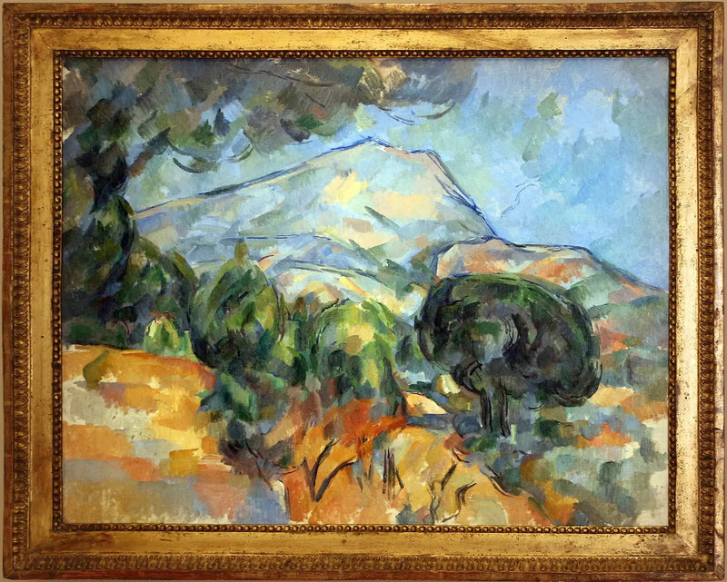 De Heilige Berg Sainte-Victoire boven de weg van Tholonet (met parasolden) - Paul Cézanne