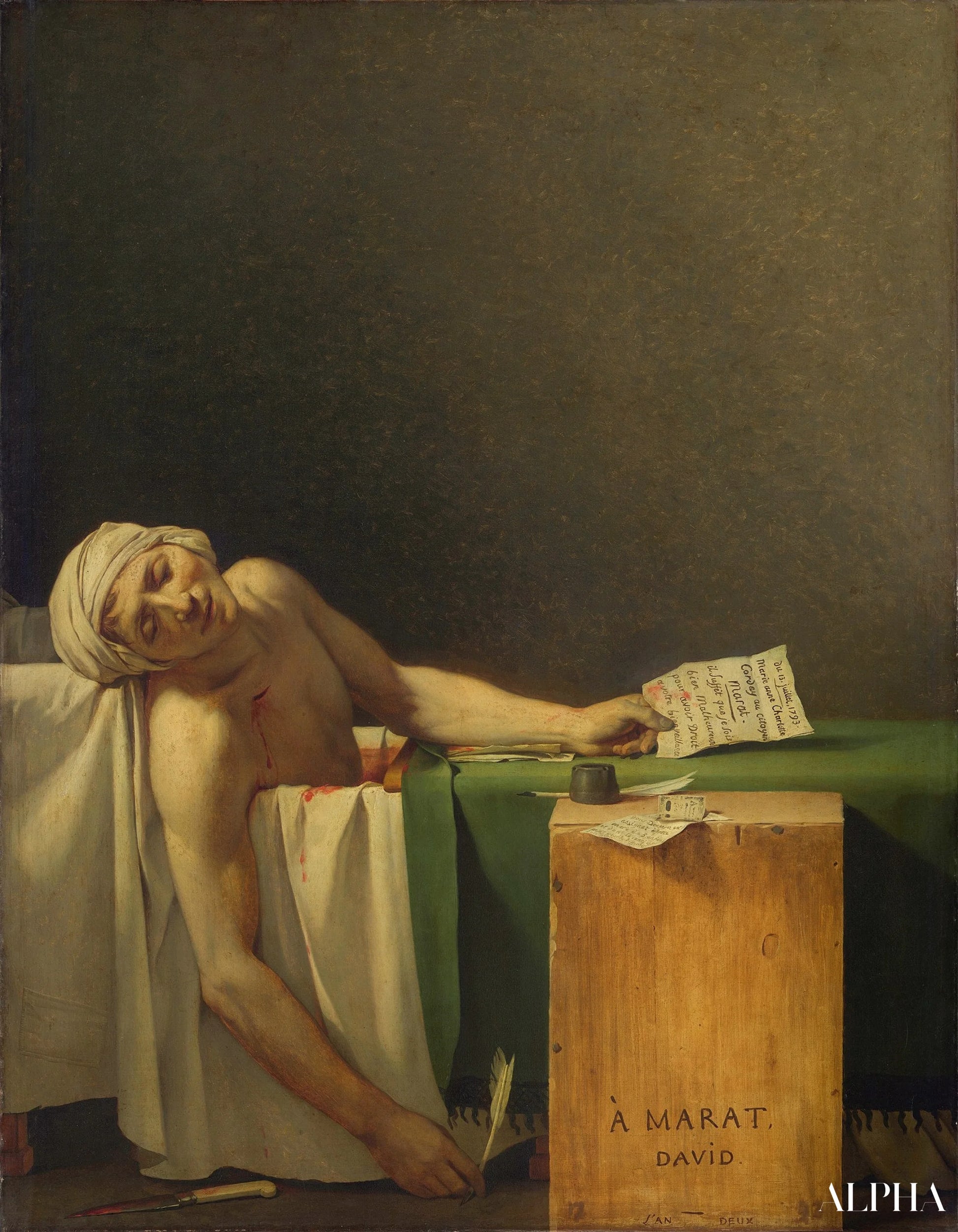 De dood van Marat - Jacques-Louis David - Reproducties van schilderijen en hoogwaardige schilderijen