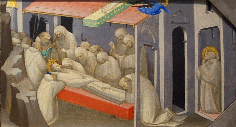 De Dood van Sint-Benoît: Predella-paneel - Lorenzo Monaco
