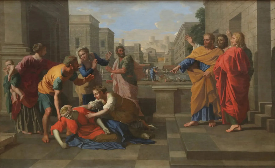 De dood van Saphire - Nicolas Poussin