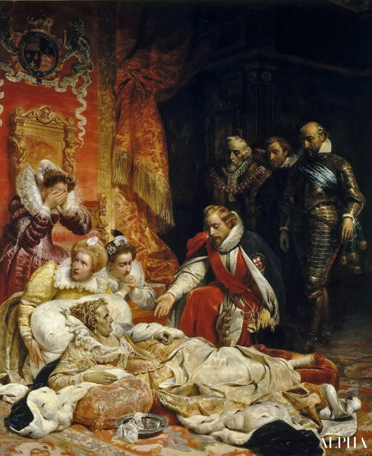 De dood van Elizabeth I, koningin van Engeland - Paul Delaroche - Reproducties van schilderijen en hoogwaardige schilderijen
