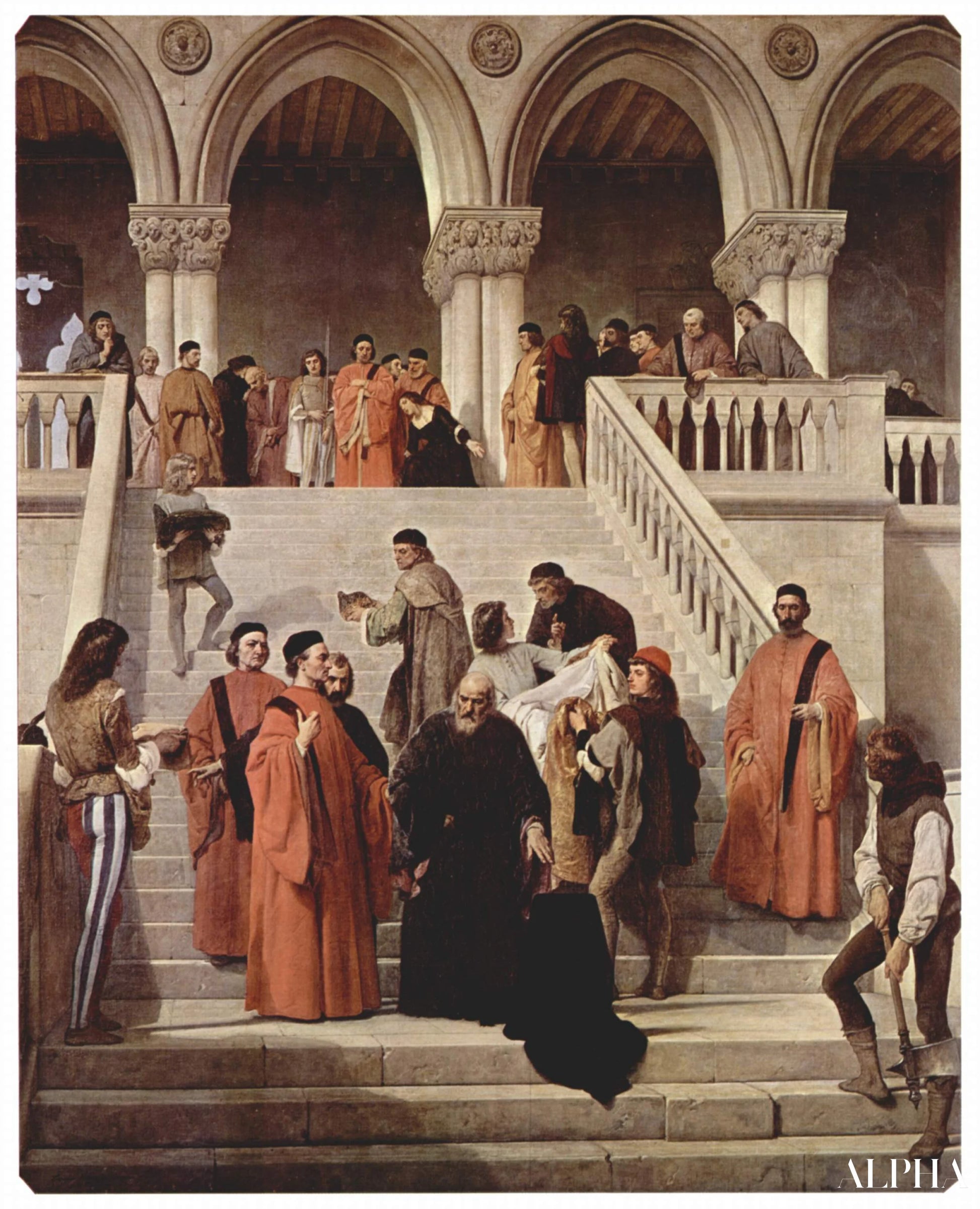 De Dood van Doge Marin Faliero (Het laatste uur van de Doge Marin Faliero) - Francesco Hayez - Reproducties van schilderijen en hoogwaardige schilderijen