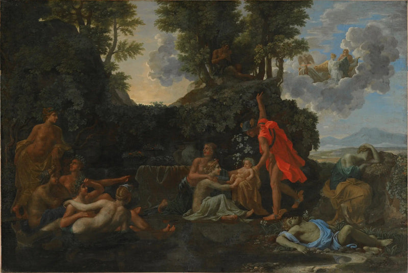 De Geboorte van Bacchus en de dood van Narcissus - Nicolas Poussin