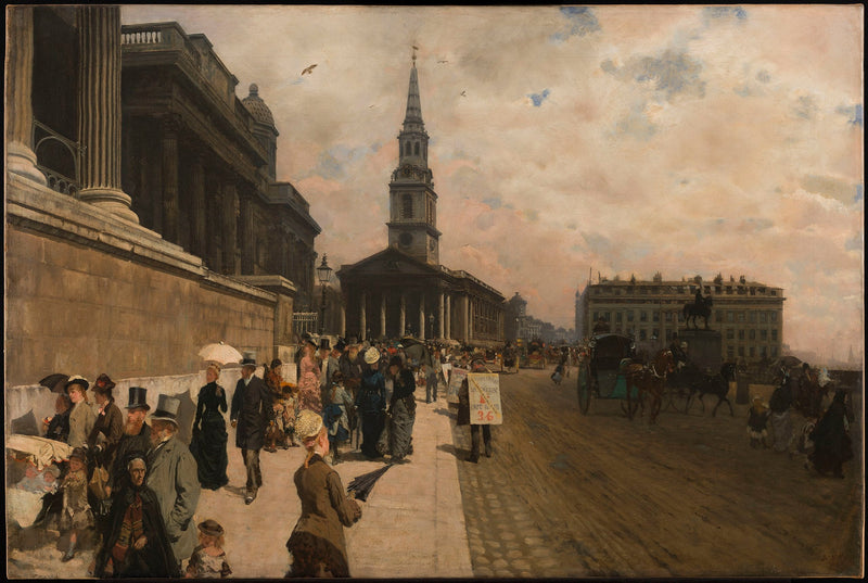 De National Gallery en de Sint-Maartenkerk (Londen) - Giuseppe De Nittis
