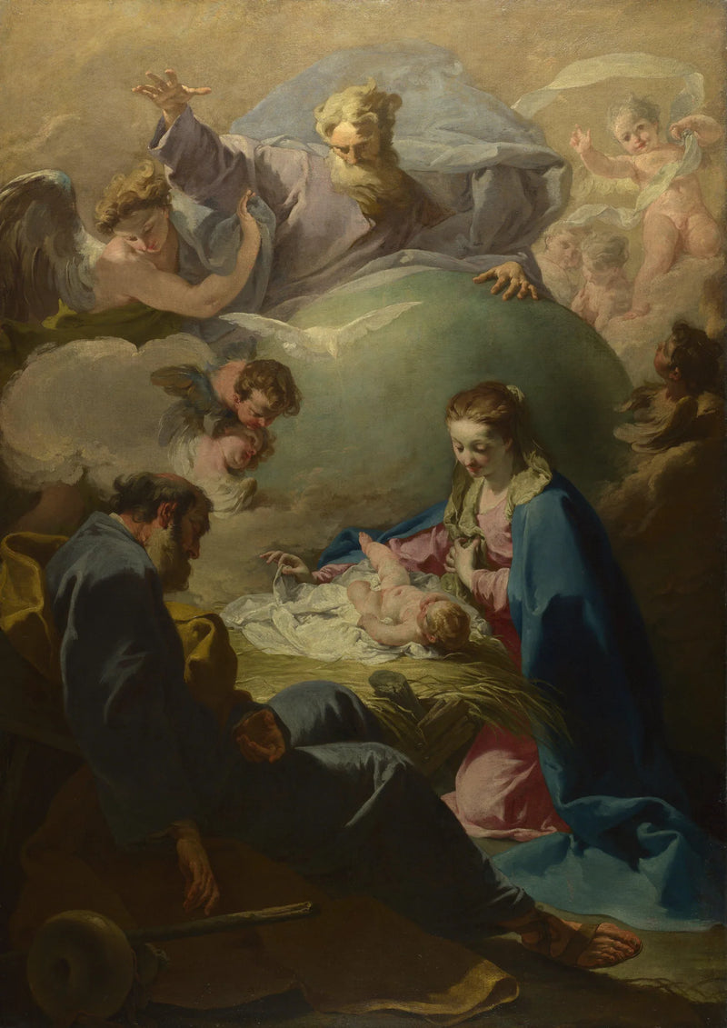 De Geboorte met God de Vader en de Heilige Geest - Giovanni Battista Pittoni