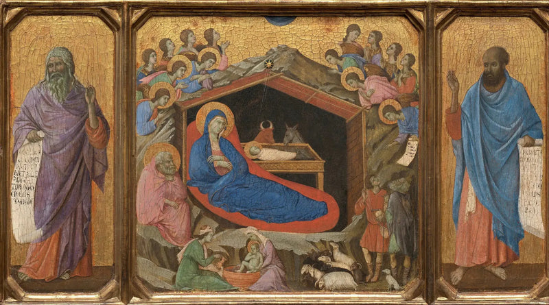 De Geboorte met de profeten Jesaja en Ezechiël - Duccio di Buoninsegna