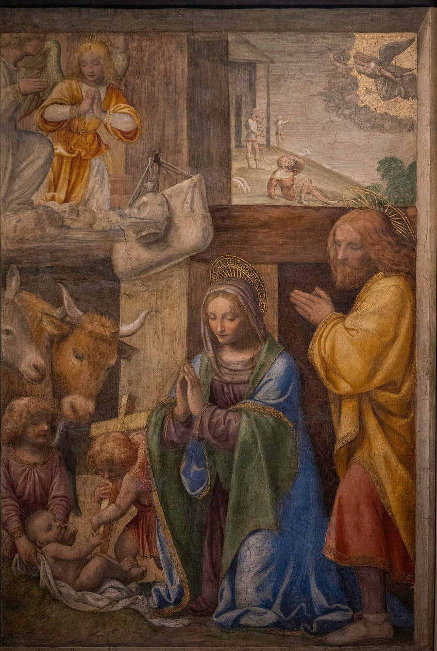 De Geboorte en de Aankondiging aan de herders - Bernardino Luini