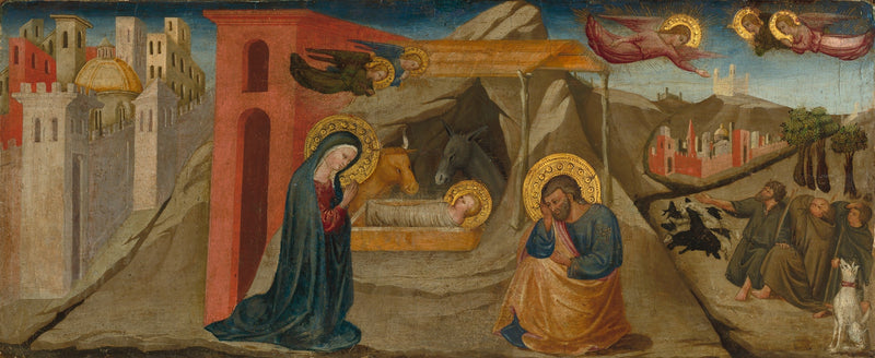 De Geboorte en de Aankondiging aan de herders - Bicci di Lorenzo