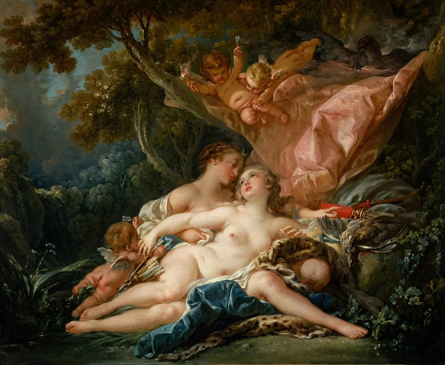 La Nymphe Callisto, verleid door Jupiter onder de gedaante van Diana - François Boucher