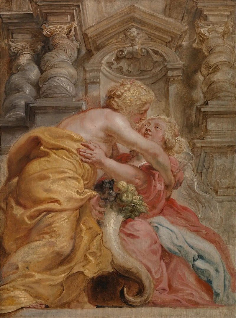 De vrede die de overvloed omhelst - Peter Paul Rubens