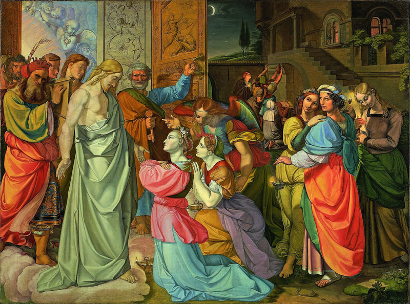 De gelijkenis van de wijze en dwaze maagden (onafgewerkt) - Peter von Cornelius