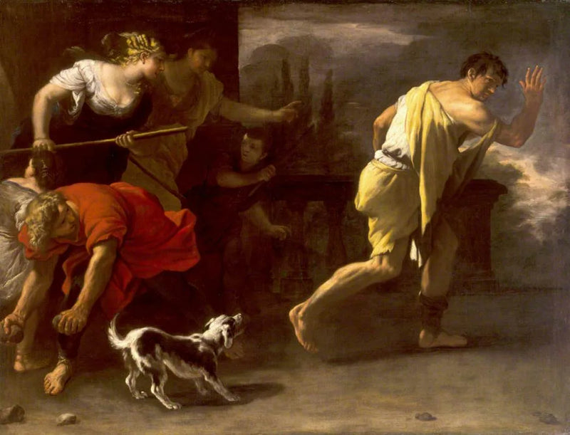 De gelijkenis van de verloren zoon: verjaagd door zijn oude metgezellen - Luca Giordano