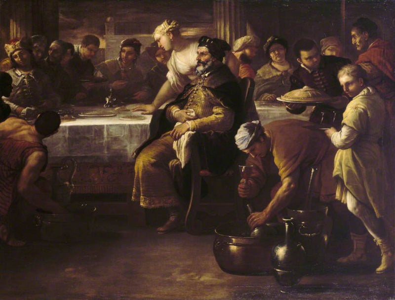 De gelijkenis van de verloren zoon: de vette kalf - Luca Giordano