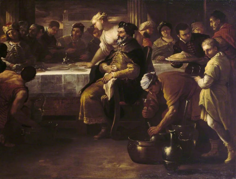 De gelijkenis van de verloren zoon: de vette kalf - Luca Giordano