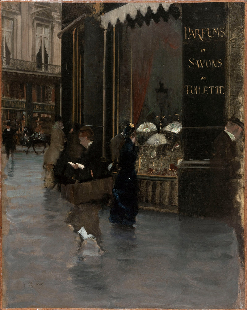 De parfumerie Violet, op de hoek van de boulevard des Capucines en de rue Scribe - Giuseppe De Nittis