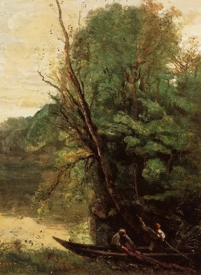 De visser met sleepnet - Jean-Baptiste Camille Corot
