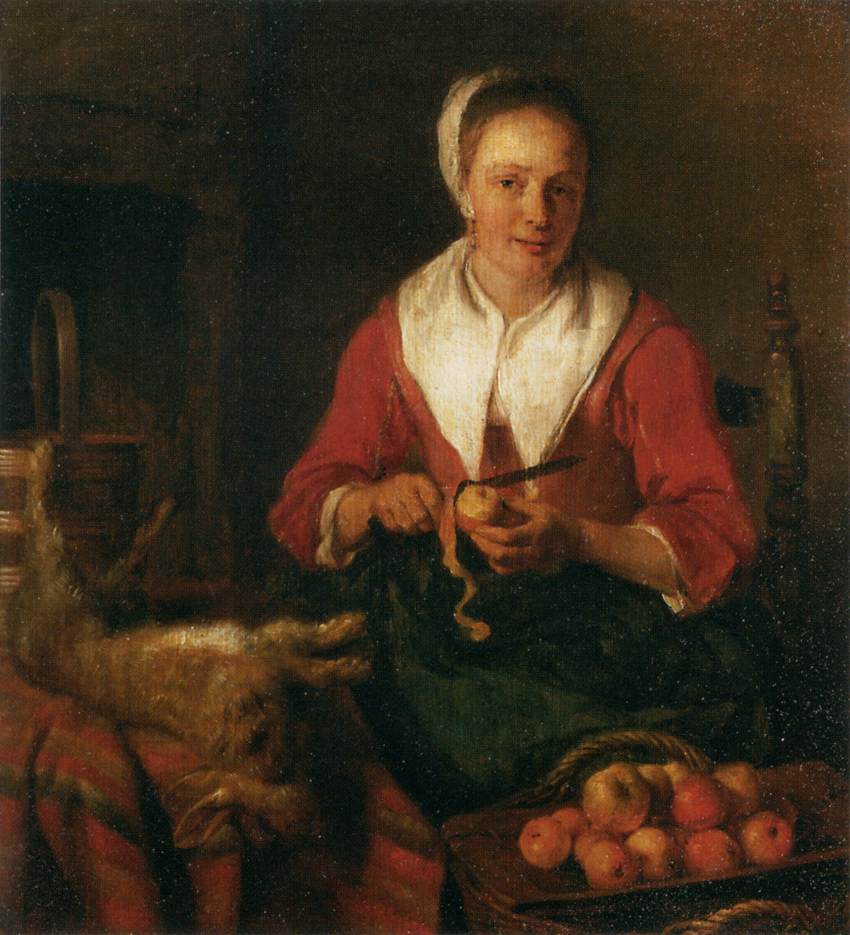 La Peleuse de pomme - Gabriel Metsu image 1 tableau peint à l’huile sur toile