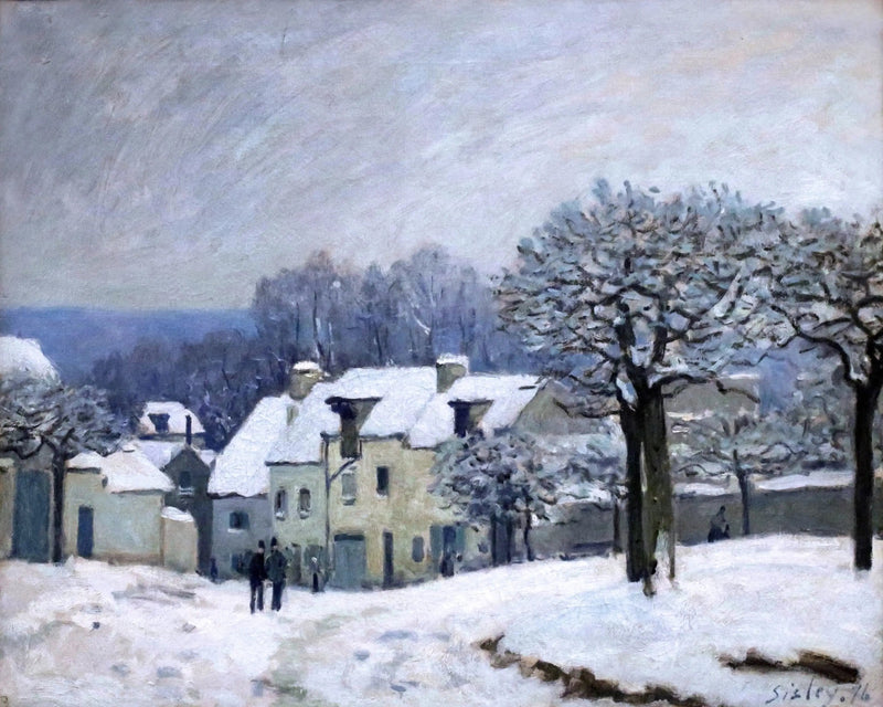 Het Chenilplein in Marly, sneeuweffect - Alfred Sisley