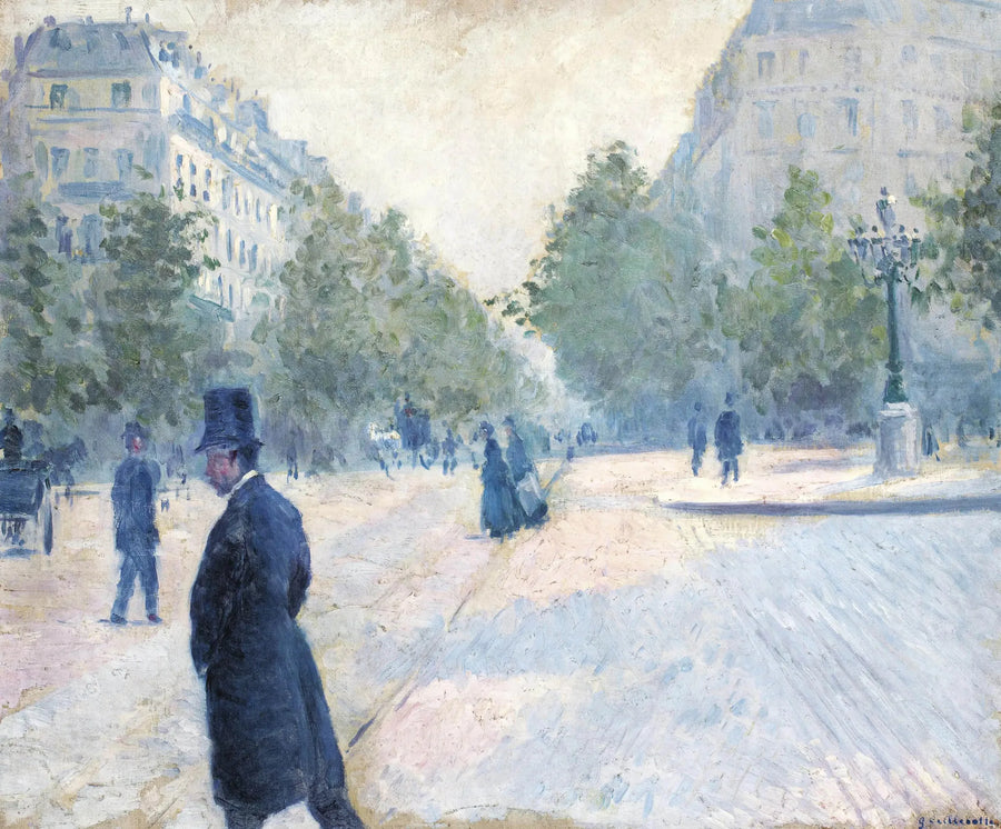 Het Saint-Augustinplein, mistige tijd - Gustave Caillebotte