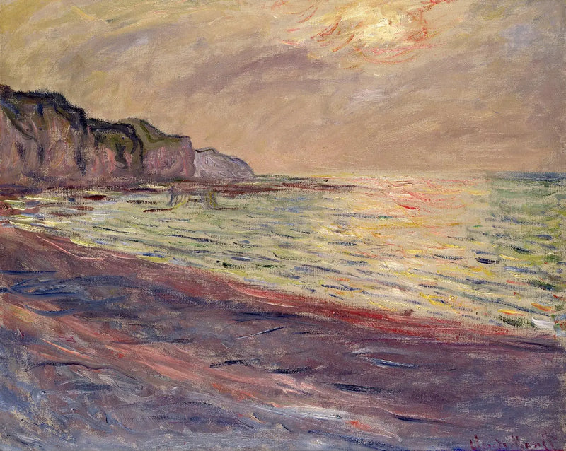 Het strand van Pourville, zonsondergang - Claude Monet