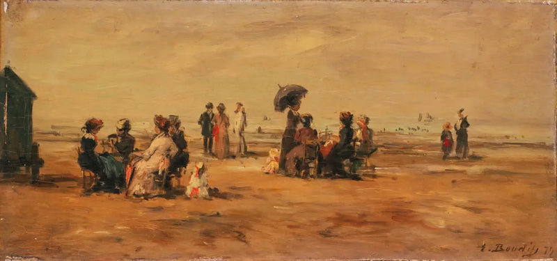 Het strand van Trouville - Eugène Boudin
