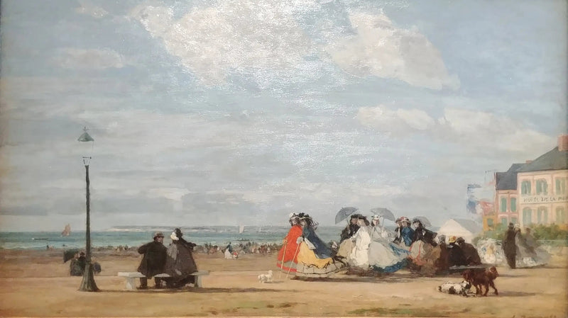 Het Strand van Trouville - Keizerin Eugénie en haar Suite - Eugène Boudin