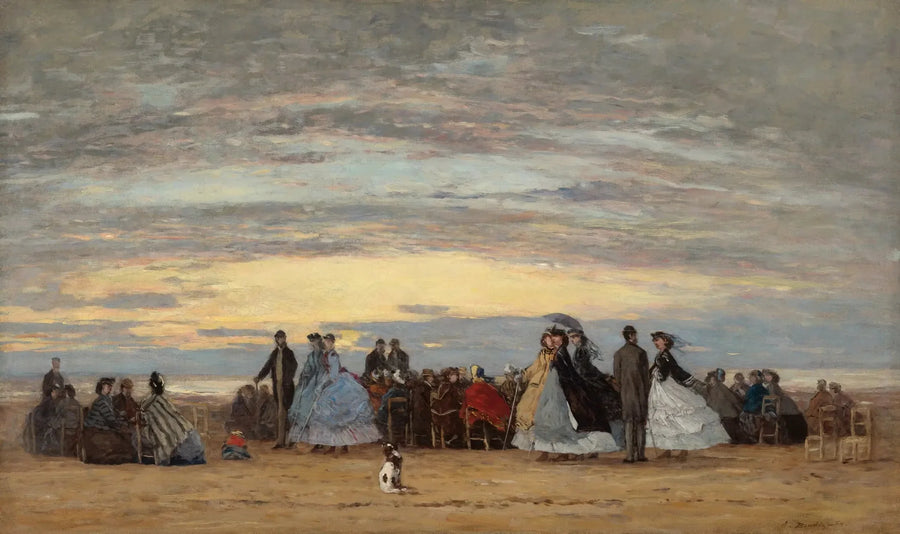 Het strand bij Villerville - Eugène Boudin