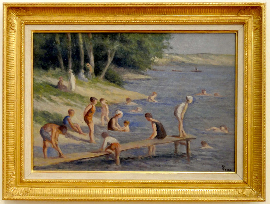 Het strand van Méricourt, zwemmen - Maximilien Luce