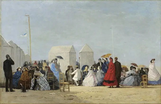 Het strand van Trouville op het moment van het bad - Eugène Boudin