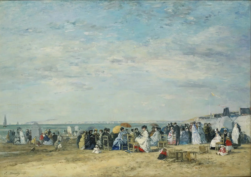 Het strand van Trouville - Eugène Boudin
