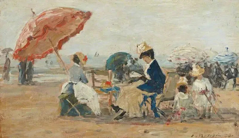 Het strand van Trouville - Eugène Boudin