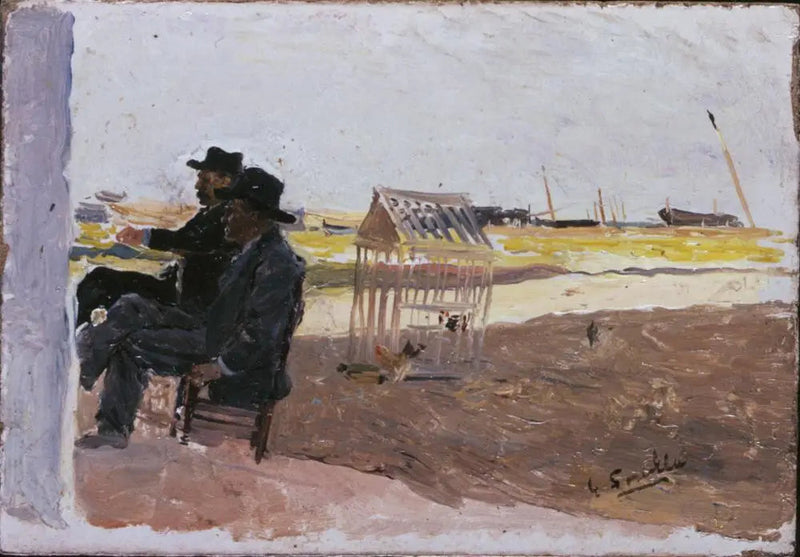 Het Strand, Valencia (Twee Zittende Mannen) - Joaquín Sorolla