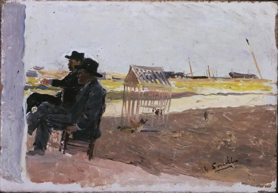 Het Strand, Valencia (Twee Zittende Mannen) - Joaquín Sorolla
