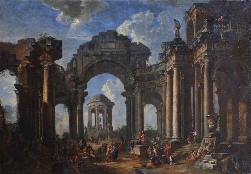 De prediking van een apostel in ruïnes van Dorische architectuur - Giovanni Paolo Panini

Source:
La Prédication d'un apôtre dans des ruines d'architecture d'ordre dorique - Giovanni Paolo Panini