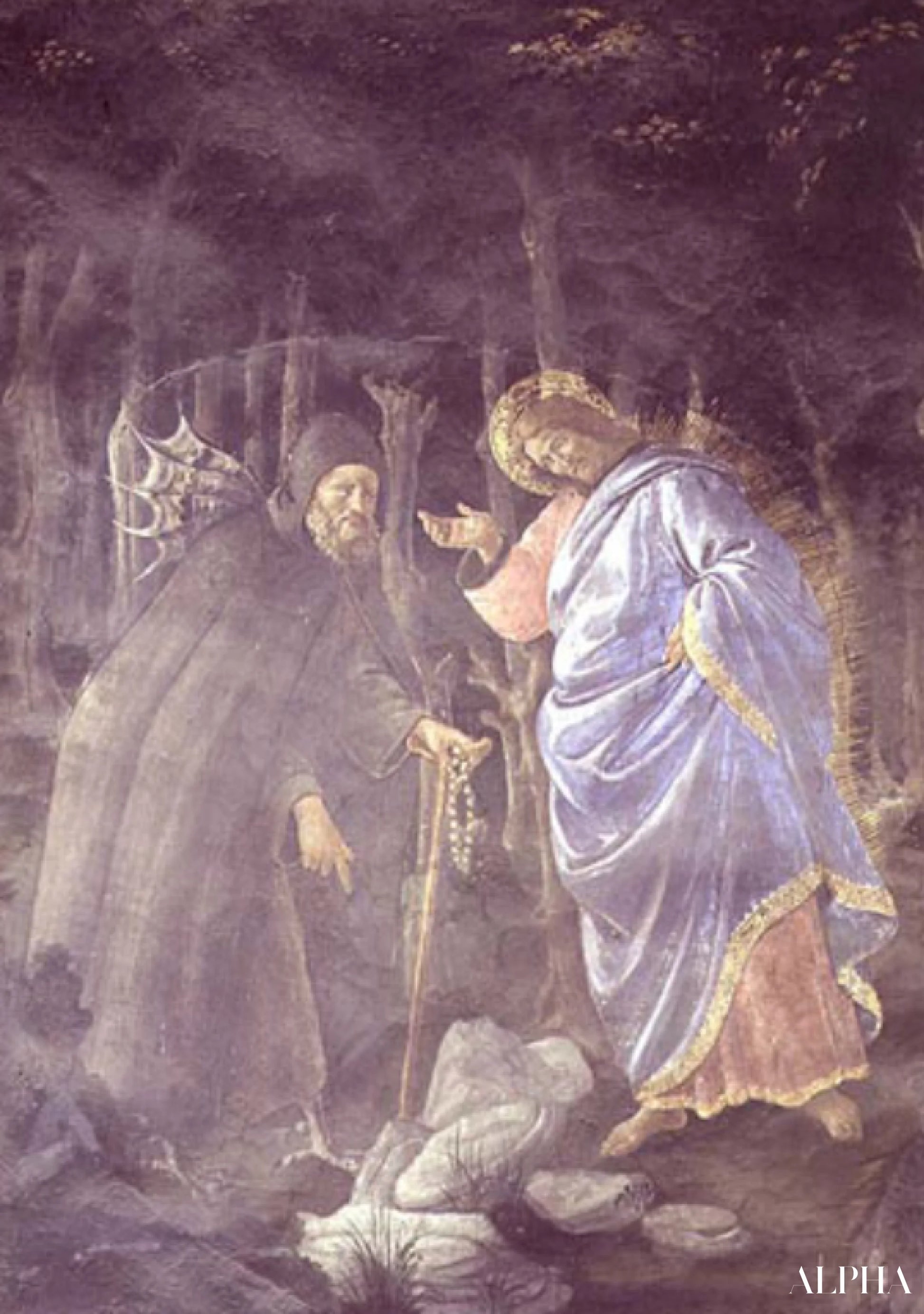 De Zuivering van de lepralijders en de Verleiding van Christus, in de Sixtijnse kapel: detail van het dev - Sandro Botticelli - Reproducties van schilderijen en hoogwaardige schilderijen