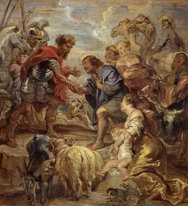 De verzoening van Jacob en Esau - Peter Paul Rubens