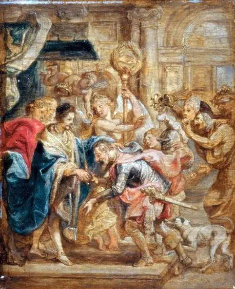 De verzoening van koning Hendrik III en Hendrik van Navarra - Peter Paul Rubens