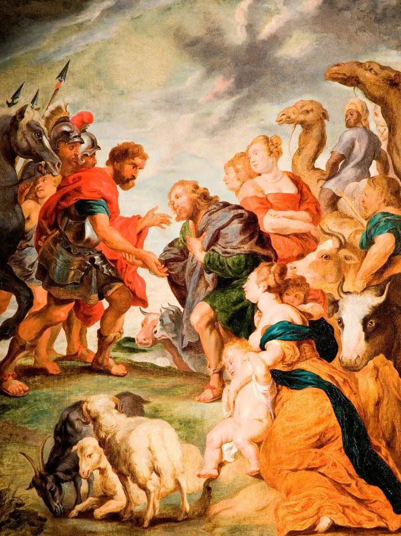 De ontmoeting van Esau en Jakob - Peter Paul Rubens