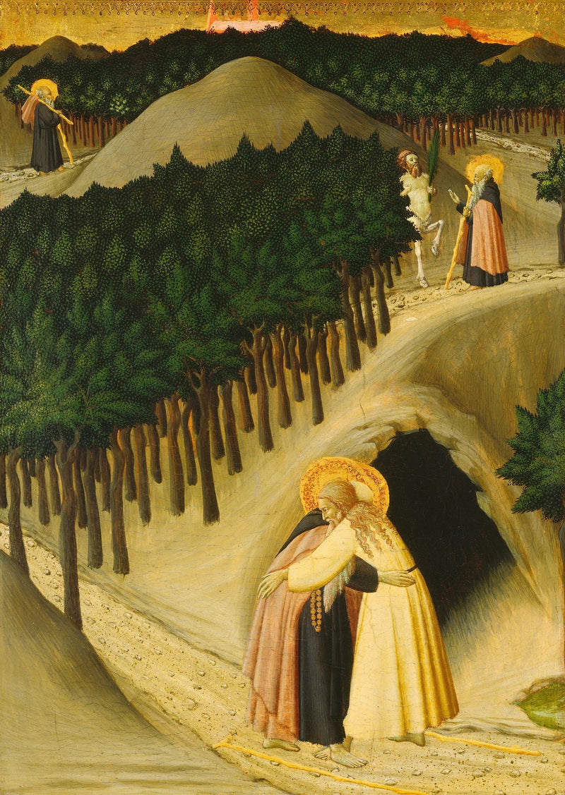 De ontmoeting van Sint-Antonius en Sint-Paulus - Meester van de Osservanza