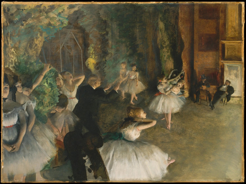 De herhaling van het ballet op het podium - Edgar Degas